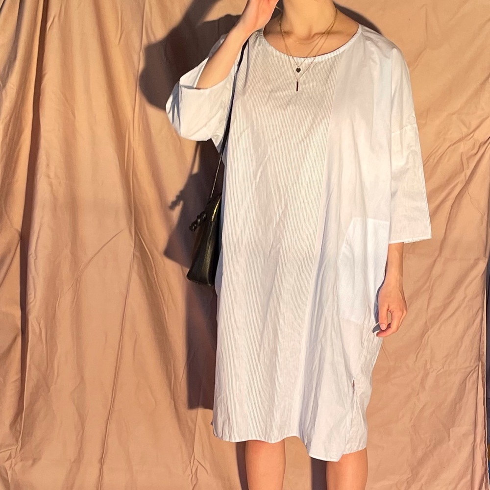 Summer Hannon Wessel Dress blue stripes 100% cotton
